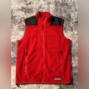 Vineyard Vines Vest Adult Medium Red Outdoors Whale Sleeveless Fleece Casual Men